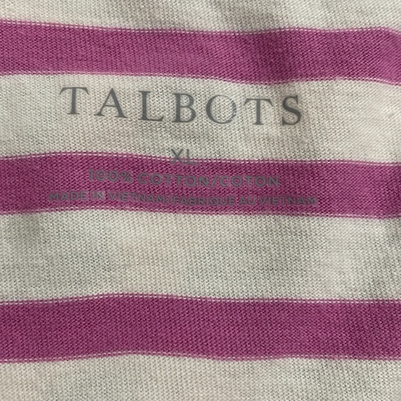 Talbots Tie Front Tee, Orchid Stripe, Xl - Picture 4 of 5